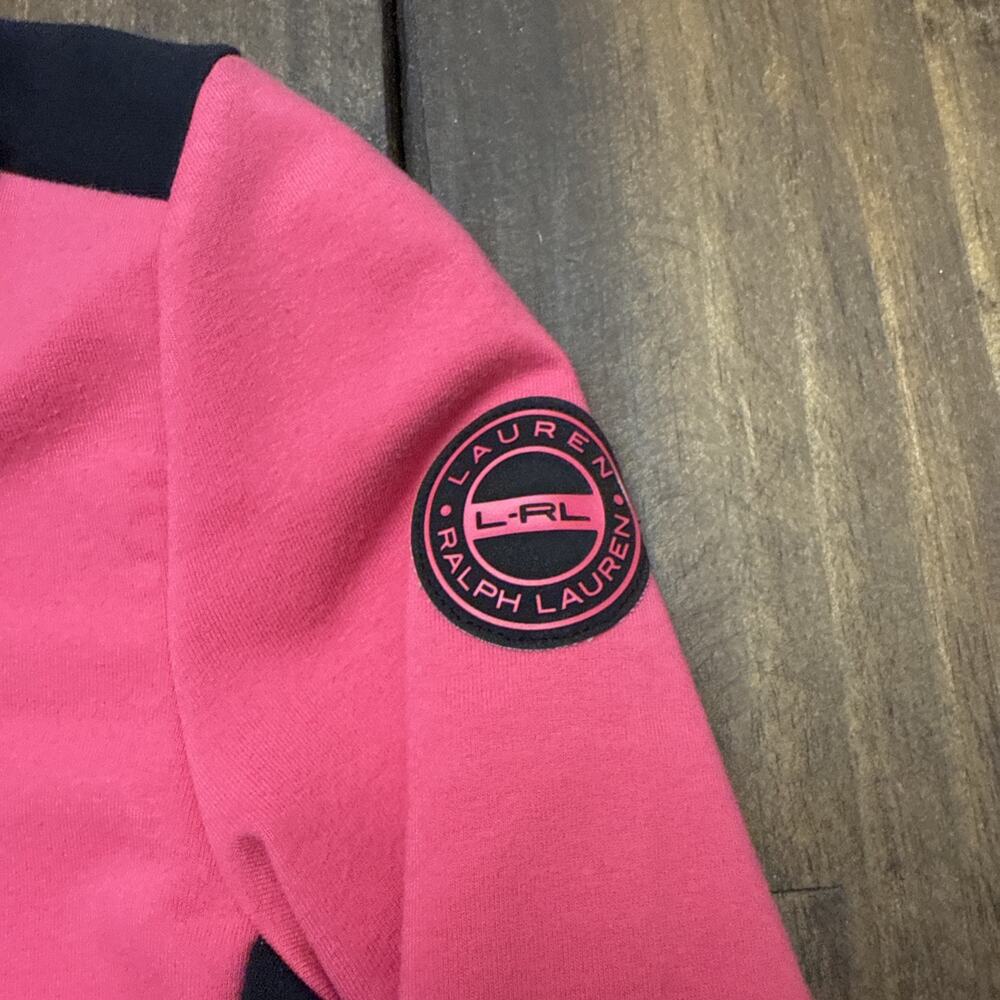 L-RL LAUREN ACTIVE COLORBLOCK PINK/BLACK FULL ZIP HIDDEN HOOD JACKET size PXS‎ - Picture 3 of 7